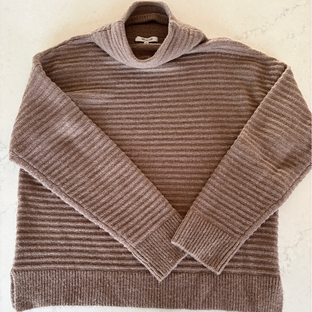 Madewell Wool Blend Turtleneck Sweater in Taupe Brown